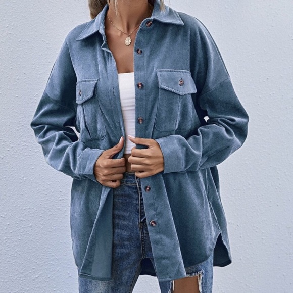 Rust brown oversized button down pocket shacket - Picture 9 of 13